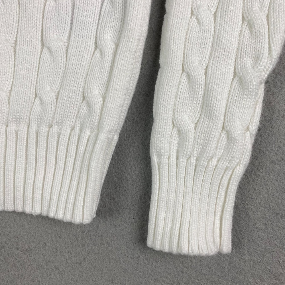 Polo Ralph Lauren Womens Cable Knit Long Sleeve Sweater White Small Preppy pony - Picture 6 of 16